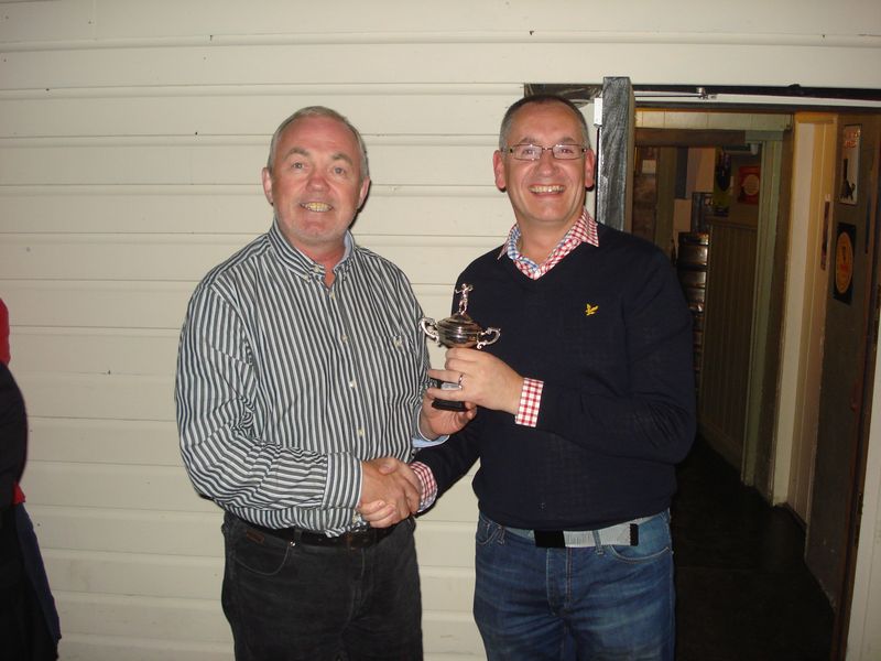 Kildalkey Captain David Dolan (right) retains the Ryder Cup from Marcies in 2016